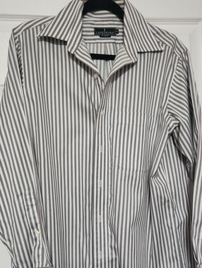 Lanesboro Men's Gray Stripe Long-Sleeve Dress Shirt -15-32/33